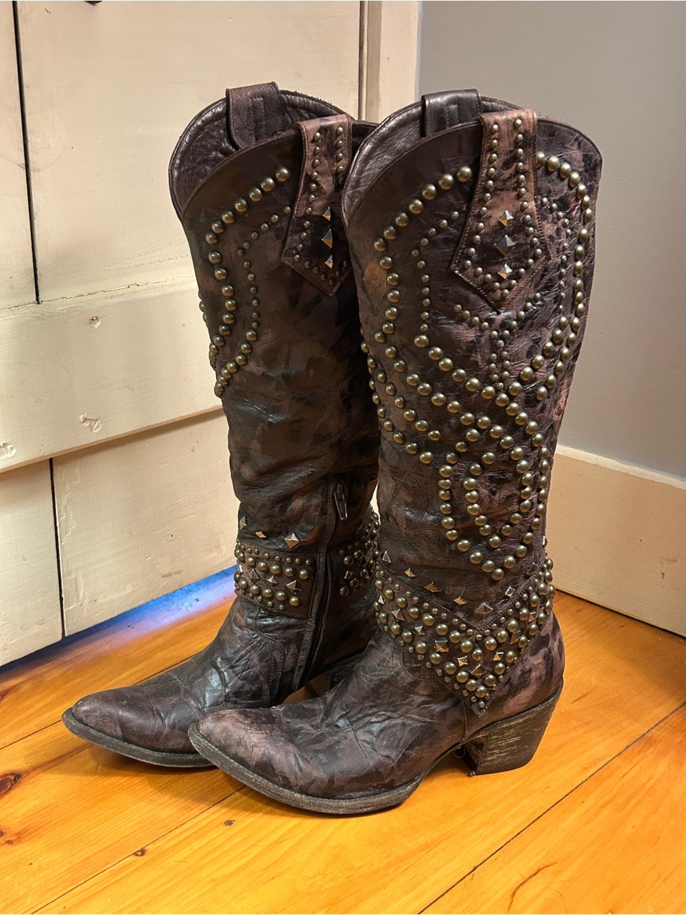 Old Gringo Belinda Tall Chocolate Studded Leather Cowboy Boots